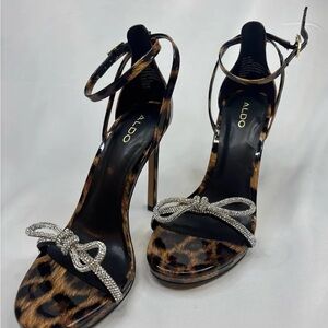 ALDO Animal Print Heels with Sparkling Bow